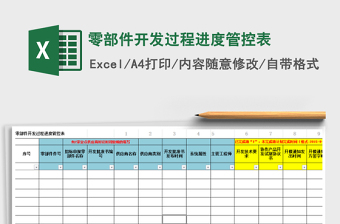 零部件開發(fā)過程進(jìn)度管控表免費(fèi)下載