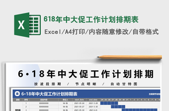 2021618年中大促工作計(jì)劃排期表免費(fèi)下載