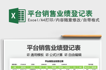 2021平臺(tái)銷售業(yè)績(jī)登記表免費(fèi)下載