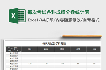 2022每次考試各科成績(jī)分?jǐn)?shù)統(tǒng)計(jì)表免費(fèi)下載