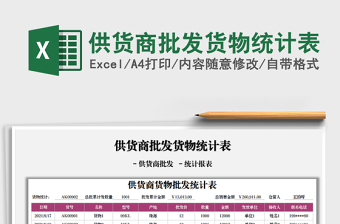 2021供貨商批發(fā)貨物統(tǒng)計表免費下載