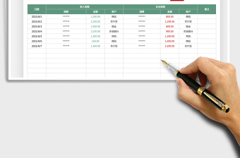 2021出纳收入支出记账登记表免费下载