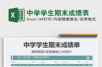 2022中學(xué)學(xué)生期末成績表免費下載