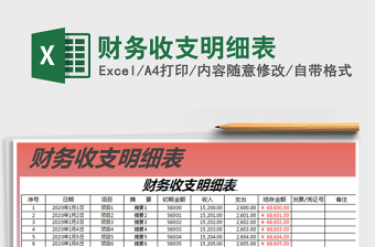 2022財務(wù)收支明細(xì)表免費下載