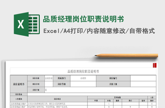 2022品質(zhì)經(jīng)理崗位職責(zé)說明書免費(fèi)下載