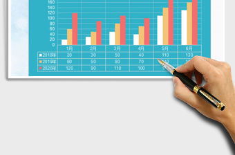 2022扁平化簡約商務柱形圖圖表模板免費下載