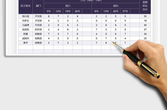 2021周末加班統(tǒng)計(jì)表免費(fèi)下載