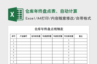 2022倉庫年終盤點表，自動計算免費下載
