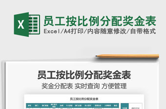 2022員工按比例分配獎金表免費下載