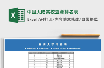 2022中國(guó)大陸高校亞洲排名表免費(fèi)下載