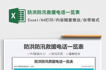 2021防洪防汛救援電話一覽表免費下載