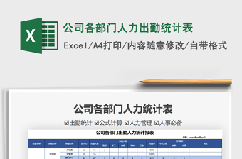 2021公司各部門人力出勤統(tǒng)計表免費下載