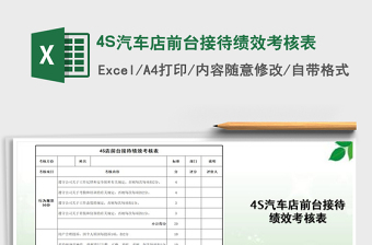 20224S汽车店前台接待绩效考核表