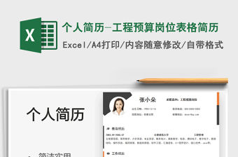 2021個人簡歷-工程預算崗位表格簡歷免費下載