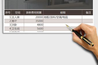 2022褐色房屋装修费用预算免费下载