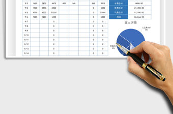 2022餐飲店收支管理表自動可視化餅圖免費下載