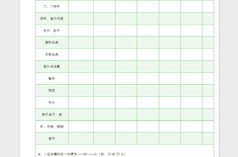 2022小清新淺綠色消毒記錄表免費下載