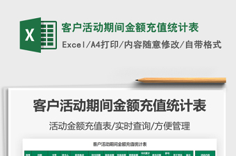 2021客戶活動期間金額充值統(tǒng)計表免費下載