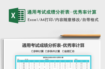 2022通用考試成績分析表-優(yōu)秀率計算免費下載