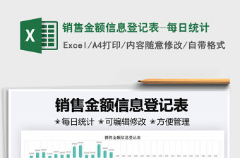 2021銷售金額信息登記表-每日統計免費下載