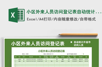 2021小區(qū)外來人員訪問登記表自動統(tǒng)計外省市人員免費下載