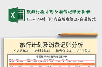 2021旅游行程計劃及消費記賬分析表免費下載