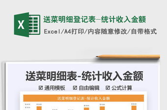 2021送菜明細(xì)登記表-統(tǒng)計收入金額免費下載