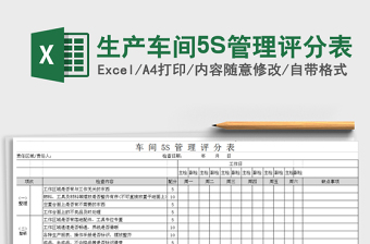 生產(chǎn)車間5S管理評分表免費下載