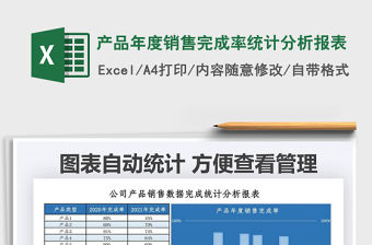 2021產品年度銷售完成率統計分析報表免費下載