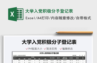 2022大學(xué)入黨積極分子登記表免費下載