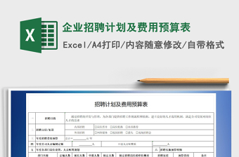 2022企業(yè)招聘計(jì)劃及費(fèi)用預(yù)算表免費(fèi)下載