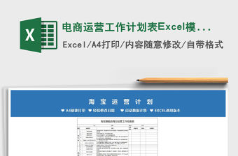 2021電商運營工作計劃表Excel模板免費下載