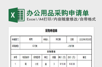 2022辦公用品采購申請單免費下載