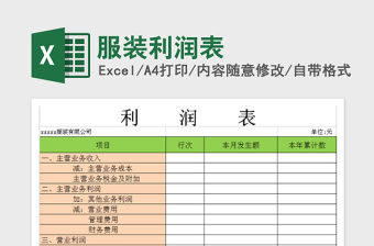 2022服裝利潤表免費(fèi)下載