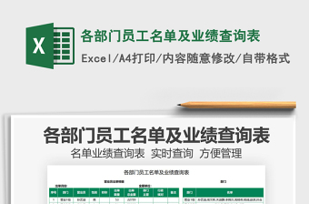 2021各部門員工名單及業(yè)績(jī)查詢表免費(fèi)下載