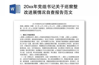 20xx年黨組書記關于巡察整改進展情況自查報告范文