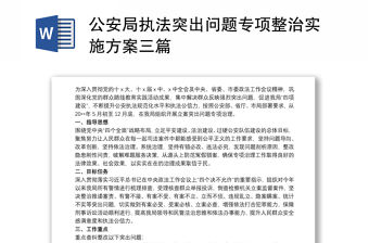 公安局執法突出問題專項整治實施方案三篇