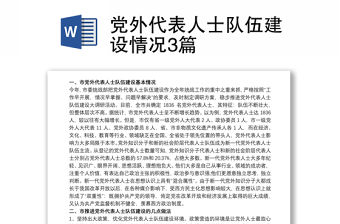 黨外代表人士隊伍建設(shè)情況3篇