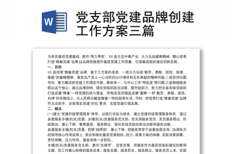 黨支部黨建品牌創(chuàng)建工作方案三篇