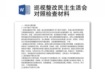 巡視整改民主生活會對照檢查材料