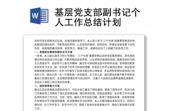 基層黨支部副書記個人工作總結計劃