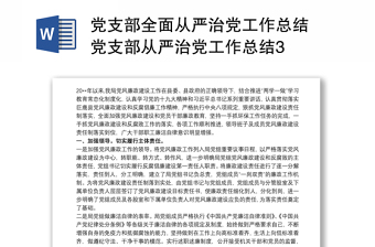 黨支部全面從嚴(yán)治黨工作總結(jié) 黨支部從嚴(yán)治黨工作總結(jié)3
