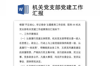 機關黨支部黨建工作匯報