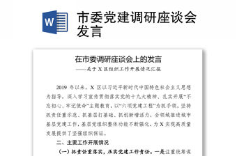 市委黨建調研座談會發言