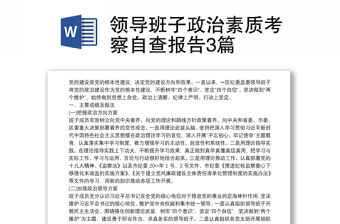 領導班子政治素質考察自查報告3篇