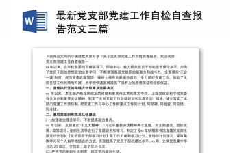 最新黨支部黨建工作自檢自查報(bào)告范文三篇