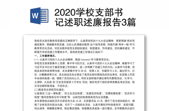 2020學(xué)校支部書記述職述廉報告3篇