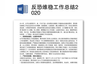 反恐維穩工作總結2020