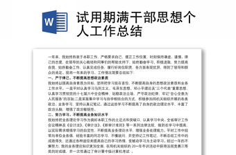 試用期滿干部思想個人工作總結