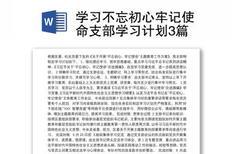 學習不忘初心牢記使命支部學習計劃3篇